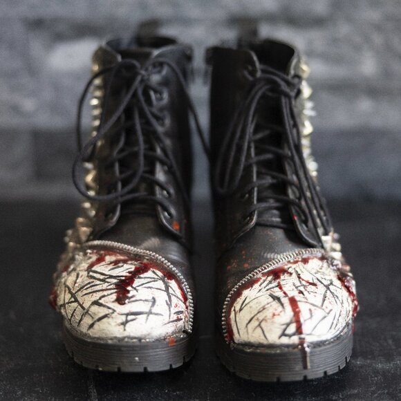 Michael Myers Zombie Peepshow Horror Boots - Size 8 - Bloody Horror Booties - Picture 3 of 13